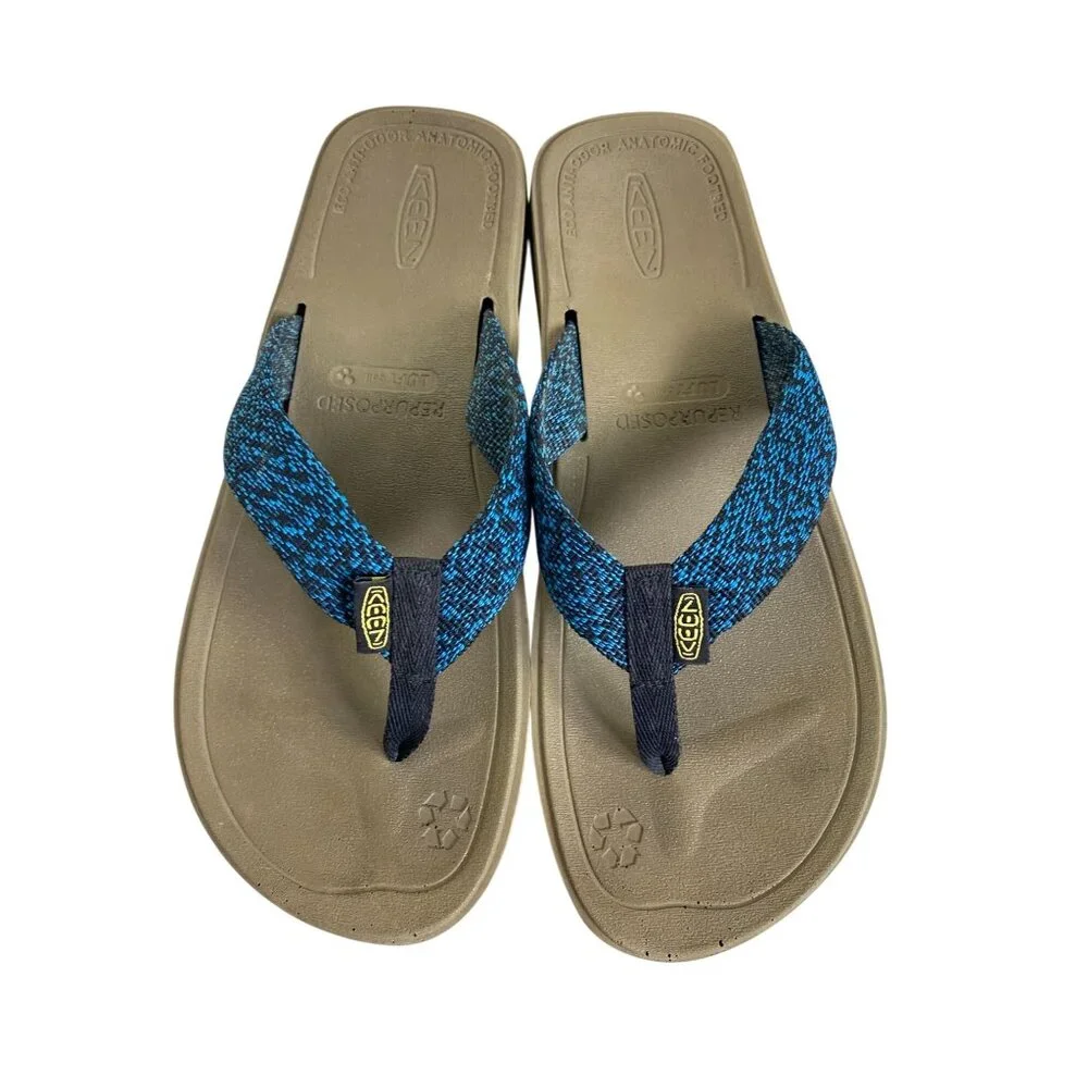 Keen Harvest Slide‎ Flip Flops Men Size 8 Blue Tan Casual Summer Comfort